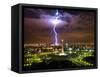 Lightening striking near Merdeka Square-Fadil-Framed Stretched Canvas