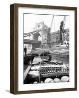 Lighters Approaching the General Steam Navigation Company's Wharf by Tower Bridge, London, C1905-null-Framed Photographic Print