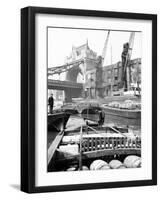 Lighters Approaching the General Steam Navigation Company's Wharf by Tower Bridge, London, C1905-null-Framed Photographic Print