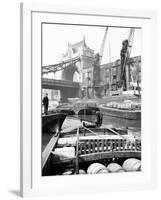 Lighters Approaching the General Steam Navigation Company's Wharf by Tower Bridge, London, C1905-null-Framed Photographic Print