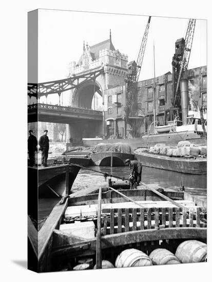 Lighters Approaching the General Steam Navigation Company's Wharf by Tower Bridge, London, C1905-null-Stretched Canvas