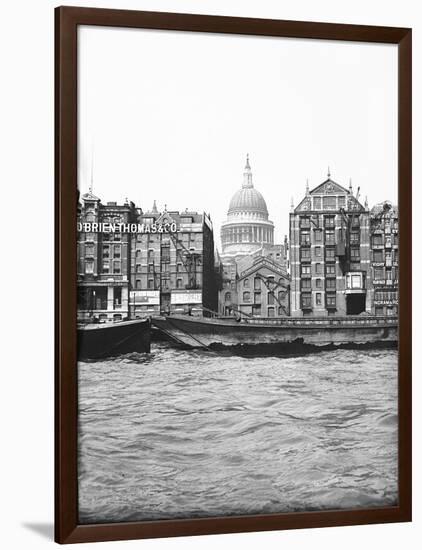 Lighters Passing St Paul's Wharf with St Paul's Cathedral in the Background, London, C1905-null-Framed Photographic Print