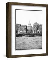 Lighters Passing St Paul's Wharf with St Paul's Cathedral in the Background, London, C1905-null-Framed Photographic Print