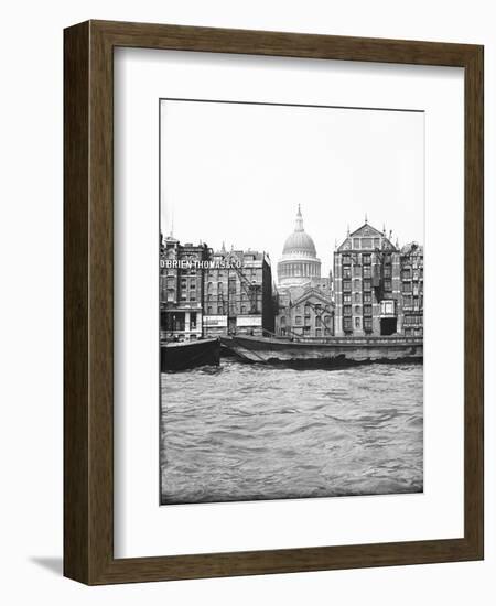 Lighters Passing St Paul's Wharf with St Paul's Cathedral in the Background, London, C1905-null-Framed Photographic Print