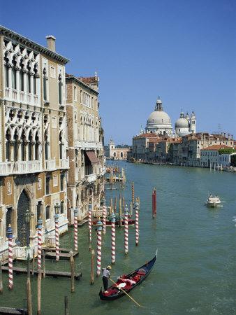 Gondolas on the Grand Canal with Santa Maria Della Salute in the Background, Venice, Veneto, Italy