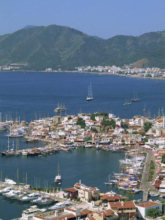 Low Aerial View over the Harbour and Town of Marmaris, Anatolia, Turkey Minor, Eurasia