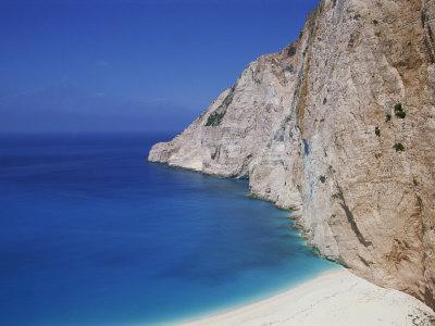 Sea and Cliffs at Shipwreck Cove on Kefalonia, Ionian Islands, Greek Islands, Greece, Europe