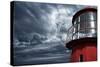 Lighthouse against  Stormy Sky.-NejroN Photo-Stretched Canvas