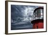 Lighthouse against  Stormy Sky.-NejroN Photo-Framed Photographic Print