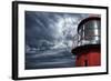 Lighthouse against  Stormy Sky.-NejroN Photo-Framed Photographic Print