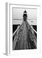 Lighthouse And A Fishing Boat, Maine-George Oze-Framed Photographic Print