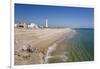 Lighthouse and beach of Ilha do Farol, Culatra barrier island, Olhao, Algarve, Portugal, Europe-Stuart Black-Framed Photographic Print