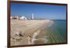 Lighthouse and beach of Ilha do Farol, Culatra barrier island, Olhao, Algarve, Portugal, Europe-Stuart Black-Framed Photographic Print