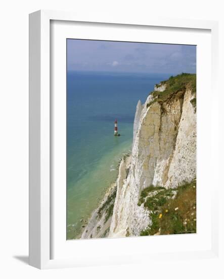 Lighthouse and Chalk Cliffs at Beachy Head, Near Eastbourne, East Sussex, England, UK-Philip Craven-Framed Photographic Print