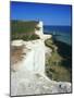 Lighthouse and Chalk Cliffs of Beachy Head Near Eastbourne from the South Downs Way, East Sussex-David Hughes-Mounted Photographic Print