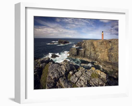 Lighthouse and Cliffs at Butt of Lewis, Isle of Lewis, Outer Hebrides, Scotland, United Kingdom-Lee Frost-Framed Photographic Print