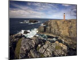 Lighthouse and Cliffs at Butt of Lewis, Isle of Lewis, Outer Hebrides, Scotland, United Kingdom-Lee Frost-Mounted Photographic Print