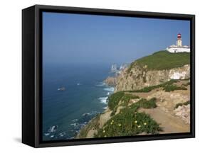 Lighthouse and Coast at Cabo Da Roca, the Most Westerly Point of Continental Europe, Portugal-Pate Jenny-Framed Stretched Canvas