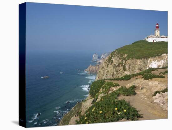 Lighthouse and Coast at Cabo Da Roca, the Most Westerly Point of Continental Europe, Portugal-Pate Jenny-Stretched Canvas