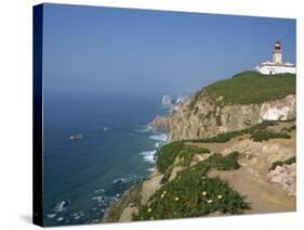 Lighthouse and Coast at Cabo Da Roca, the Most Westerly Point of Continental Europe, Portugal-Pate Jenny-Stretched Canvas