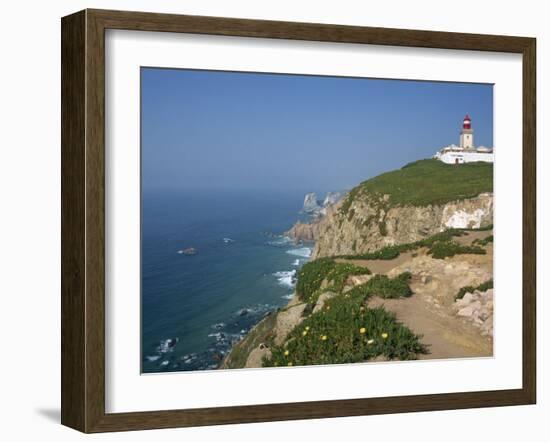 Lighthouse and Coast at Cabo Da Roca, the Most Westerly Point of Continental Europe, Portugal-Pate Jenny-Framed Photographic Print