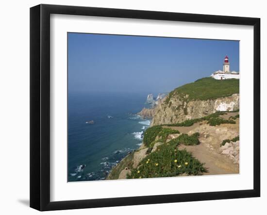 Lighthouse and Coast at Cabo Da Roca, the Most Westerly Point of Continental Europe, Portugal-Pate Jenny-Framed Photographic Print