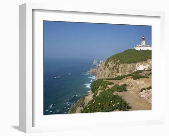 Lighthouse and Coast at Cabo Da Roca, the Most Westerly Point of Continental Europe, Portugal-Pate Jenny-Framed Photographic Print