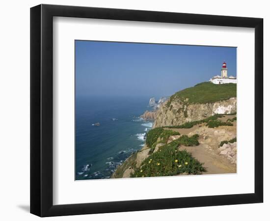 Lighthouse and Coast at Cabo Da Roca, the Most Westerly Point of Continental Europe, Portugal-Pate Jenny-Framed Photographic Print