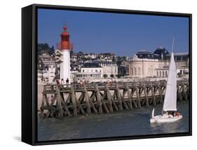Lighthouse and Jetty, Trouville, Basse Normandie (Normandy), France-Guy Thouvenin-Framed Stretched Canvas