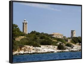 Lighthouse and Old Ruined Lighthouse, Fiskardo, Kefalonia (Cephalonia), Greek Islands, Greece-Robert Harding-Framed Photographic Print