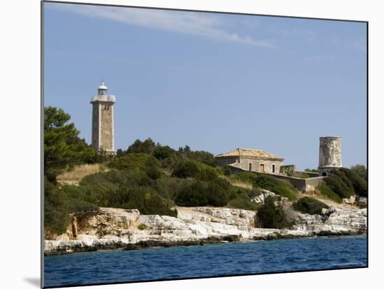 Lighthouse and Old Ruined Lighthouse, Fiskardo, Kefalonia (Cephalonia), Greek Islands, Greece-Robert Harding-Mounted Photographic Print