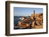 Lighthouse and Pink Rocks at Sunset, Cote De Granit Rose-Stuart Black-Framed Photographic Print