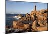 Lighthouse and Pink Rocks at Sunset, Cote De Granit Rose-Stuart Black-Mounted Photographic Print