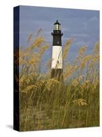 Lighthouse and Seaoats in Early Mooring, Tybee Island, Georgia, USA-Joanne Wells-Stretched Canvas