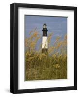 Lighthouse and Seaoats in Early Mooring, Tybee Island, Georgia, USA-Joanne Wells-Framed Premium Photographic Print