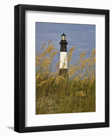 Lighthouse and Seaoats in Early Mooring, Tybee Island, Georgia, USA-Joanne Wells-Framed Premium Photographic Print