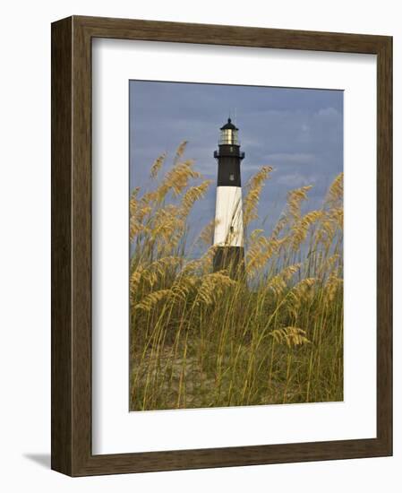 Lighthouse and Seaoats in Early Mooring, Tybee Island, Georgia, USA-Joanne Wells-Framed Photographic Print