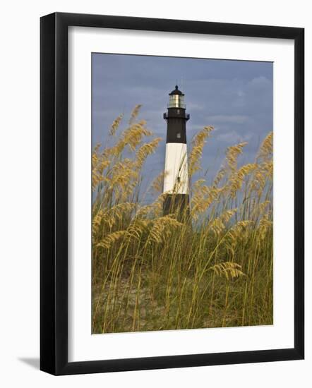 Lighthouse and Seaoats in Early Mooring, Tybee Island, Georgia, USA-Joanne Wells-Framed Photographic Print