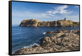 Lighthouse and Tower, Ile De La Pietra, Ile Rousse, Corsica, France-Walter Bibikow-Framed Stretched Canvas