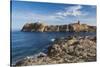 Lighthouse and Tower, Ile De La Pietra, Ile Rousse, Corsica, France-Walter Bibikow-Stretched Canvas