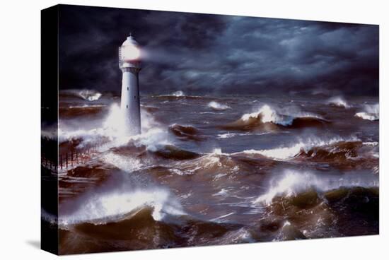 Lighthouse and Waves, South Africa-null-Stretched Canvas