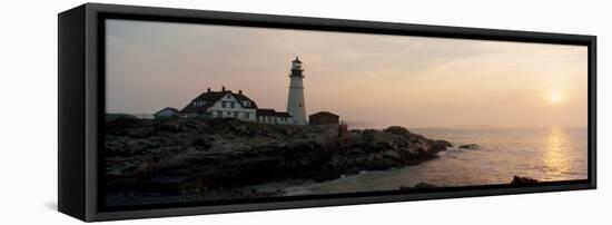 Lighthouse at Coast, Portland Head Lighthouse, Cape Elizabeth, Maine, USA-null-Framed Stretched Canvas