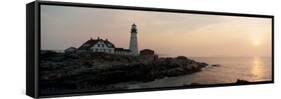 Lighthouse at Coast, Portland Head Lighthouse, Cape Elizabeth, Maine, USA-null-Framed Stretched Canvas