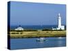 Lighthouse at Hurst Castle, Keyhaven, Hampshire, England, United Kingdom, Europe-David Hughes-Stretched Canvas