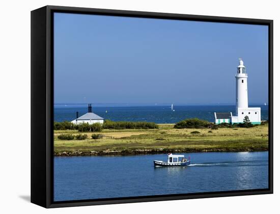 Lighthouse at Hurst Castle, Keyhaven, Hampshire, England, United Kingdom, Europe-David Hughes-Framed Stretched Canvas