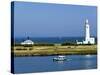 Lighthouse at Hurst Castle, Keyhaven, Hampshire, England, United Kingdom, Europe-David Hughes-Stretched Canvas