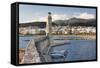 Lighthouse at Old Venetian Harbour, Rethymno (Rethymnon), Crete, Greek Islands, Greece, Europe-Markus Lange-Framed Stretched Canvas