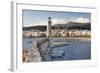 Lighthouse at Old Venetian Harbour, Rethymno (Rethymnon), Crete, Greek Islands, Greece, Europe-Markus Lange-Framed Photographic Print