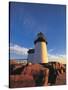 Lighthouse at Sunrise, Nantucket, MA-Walter Bibikow-Stretched Canvas