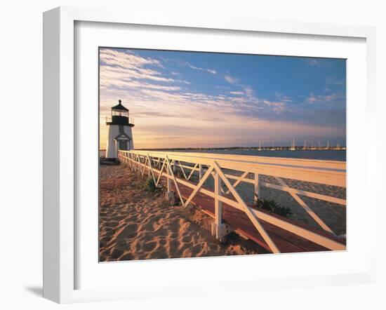 Lighthouse at Sunrise, Nantucket, MA-Walter Bibikow-Framed Premium Photographic Print